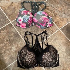 Victoria’s Secret front close bra 34DD racer back strappy push up (2)